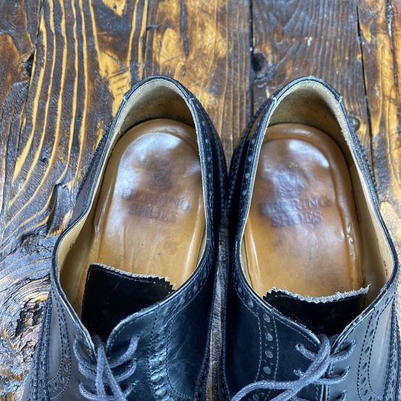 Herring Wingtip Black Leather Brogue Men Dress Shoes Size UK 9.5 / US 10.5 - Picture 7 of 10